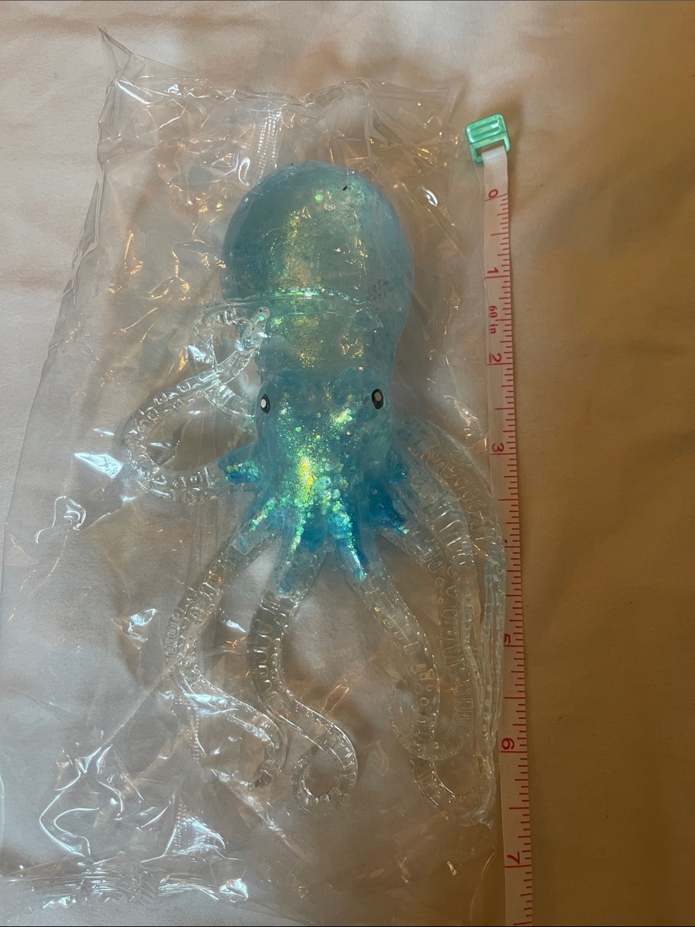 Iridescent Blue Glitter Octopus squishy, squeezy toy new large